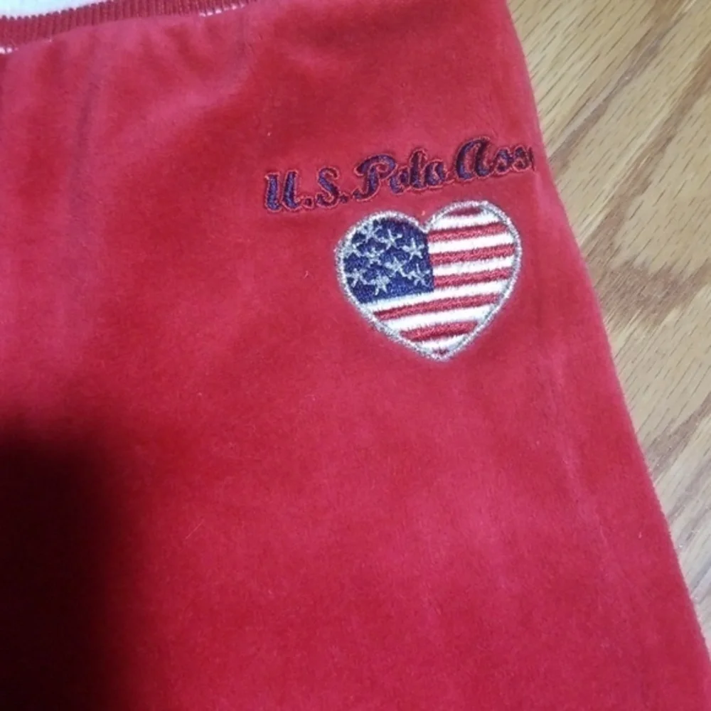 Us polo red velour‎  pants  size 6/9mo